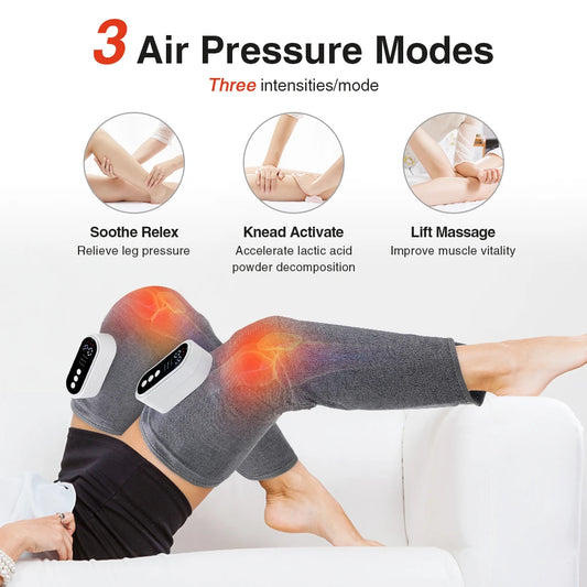 Electric Leg Massager Thigh Calf Air Compression Massager 3 Modes 360° All-Round Wrap Massage Leg Muscle Improve Calf Edema
