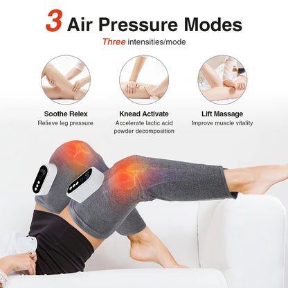 Electric Leg Massager Thigh Calf Air Compression Massager 3 Modes 360° All-Round Wrap Massage Leg Muscle Improve Calf Edema