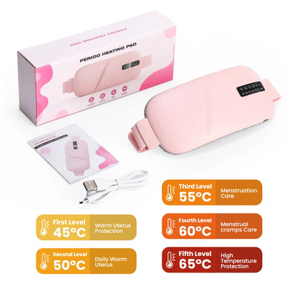 Electric Heating Pad Menstrual Cramp Massager Belt Women Period Care Hot Compress Device Vibration Abdominal Ulter Warmer Belt