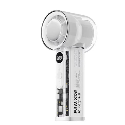 High Speed Cooling Fan USB Charging Portable Turbo Handheld Fan Ice Compress Transparent Mecha Mini Fan