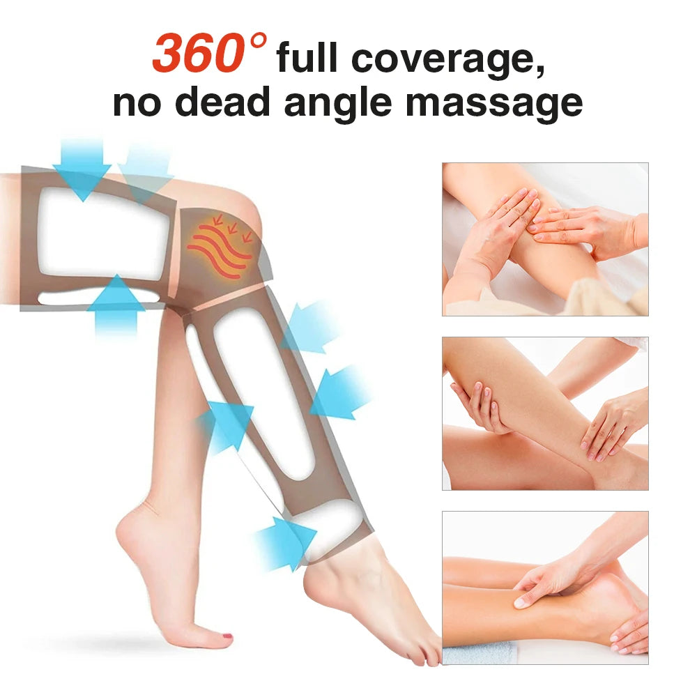 Electric Leg Massager Thigh Calf Air Compression Massager 3 Modes 360° All-Round Wrap Massage Leg Muscle Improve Calf Edema