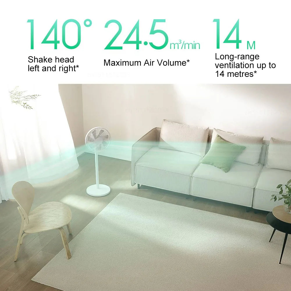 MIJIA Smart DC Inverter Floor Fan 1X Upgrade With 7-Blade,140° Wide-Angle Airflow,Low 25.6dB Noise Fan,Power Bank Support
