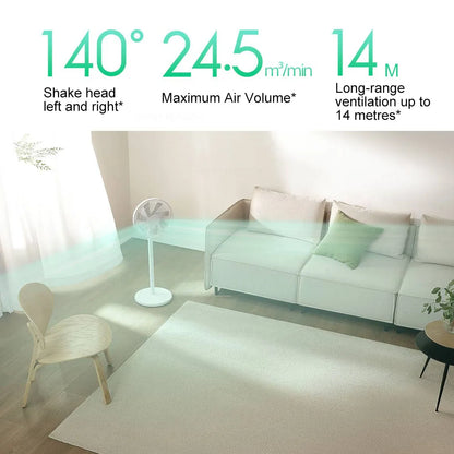 MIJIA Smart DC Inverter Floor Fan 1X Upgrade With 7-Blade,140° Wide-Angle Airflow,Low 25.6dB Noise Fan,Power Bank Support