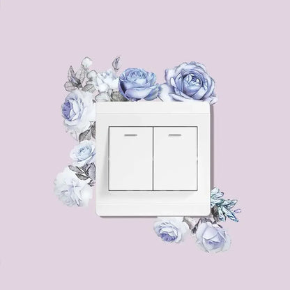 Creative Rose Daisy Peony Flowers Leaves Green Plant Wall Switch Stickers PVC Light Plugs Switches Plant Decals Home Decor Gifts