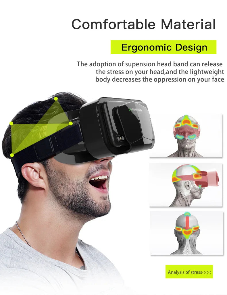 3D Virtual Reality VR Glasses For Phone Mobile Smartphones 7 Inch Headset Helmet Game Wirth Real Viar Goggles Cell Device Lenses