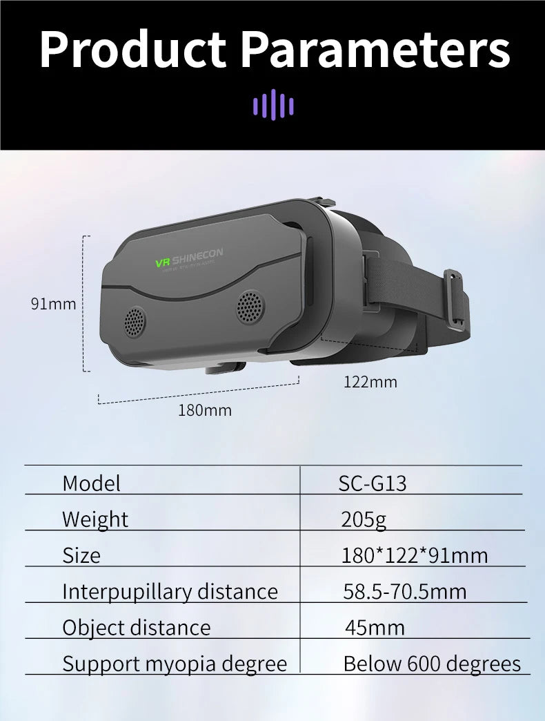 3D Virtual Reality VR Glasses For Phone Mobile Smartphones 7 Inch Headset Helmet Game Wirth Real Viar Goggles Cell Device Lenses