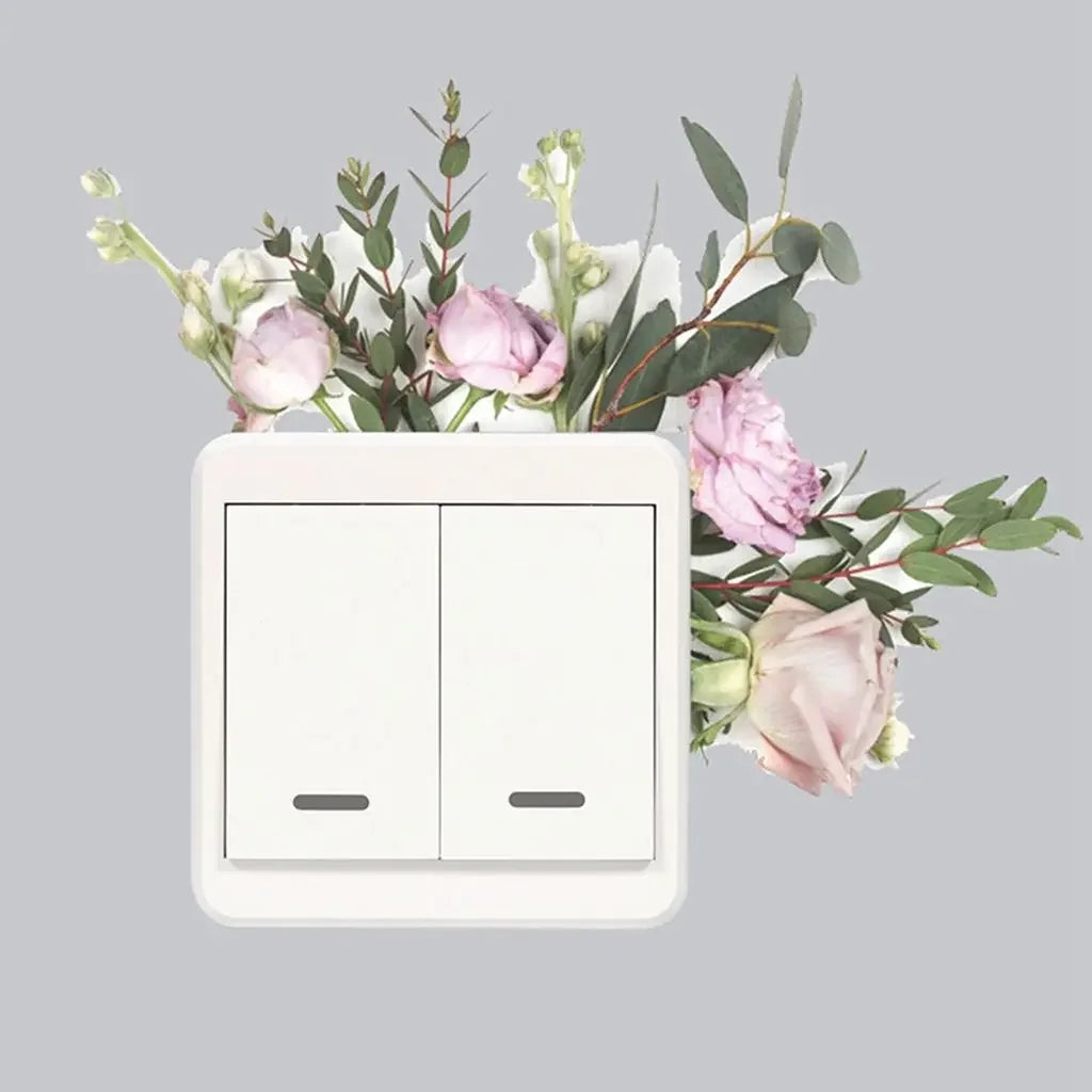 Creative Rose Daisy Peony Flowers Leaves Green Plant Wall Switch Stickers PVC Light Plugs Switches Plant Decals Home Decor Gifts
