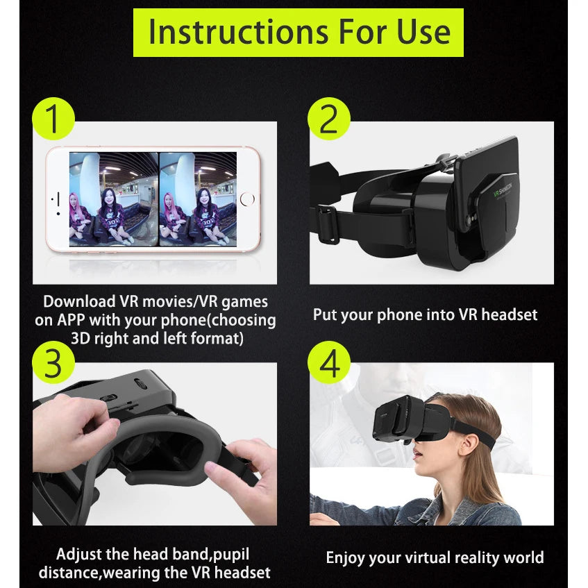 3D Virtual Reality VR Glasses For Phone Mobile Smartphones 7 Inch Headset Helmet Game Wirth Real Viar Goggles Cell Device Lenses